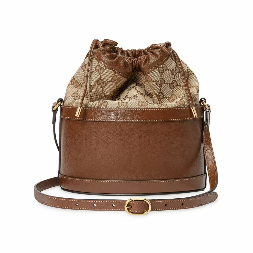 Gucci 1955 Horsebit Monogram Calfskin Drawstring Bucket Bag Gucci 1955 Horsebit Monogram Calfskin Drawstring Bucket Bag | Image 6