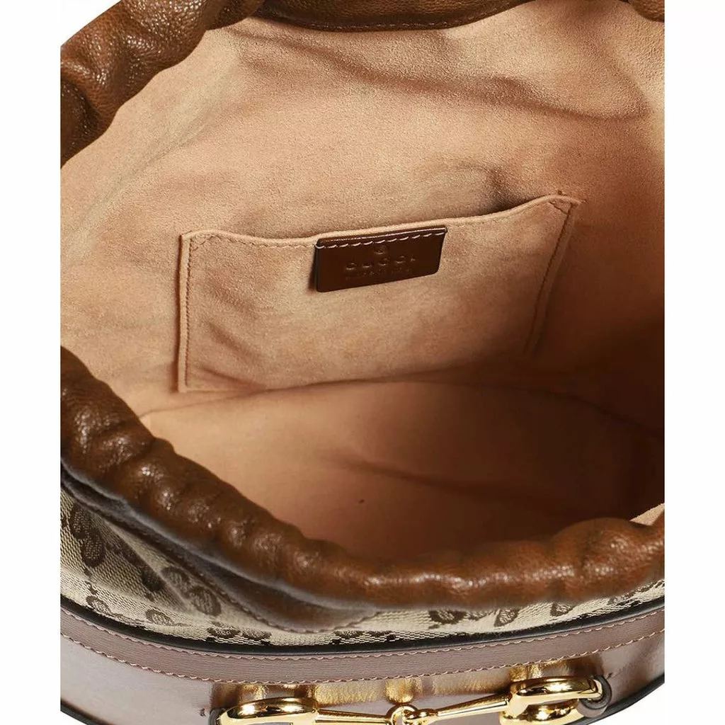 Gucci 1955 Horsebit Monogram Calfskin Drawstring Bucket Bag Gucci 1955 Horsebit Monogram Calfskin Drawstring Bucket Bag | Image 5