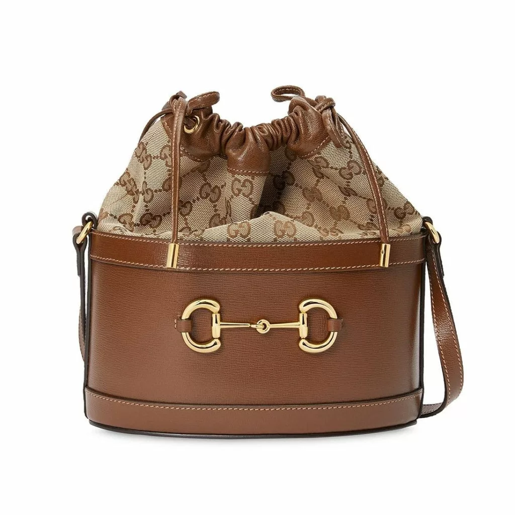 Gucci 1955 Horsebit Monogram Calfskin Drawstring Bucket Bag Gucci 1955 Horsebit Monogram Calfskin Drawstring Bucket Bag | Image 2