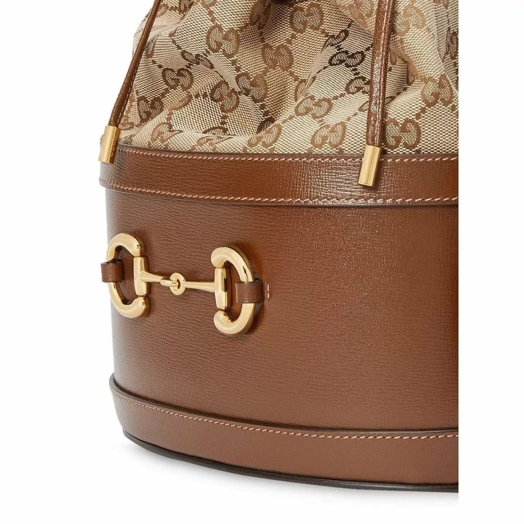 Gucci 1955 Horsebit Monogram Calfskin Drawstring Bucket Bag Gucci 1955 Horsebit Monogram Calfskin Drawstring Bucket Bag | Image 4