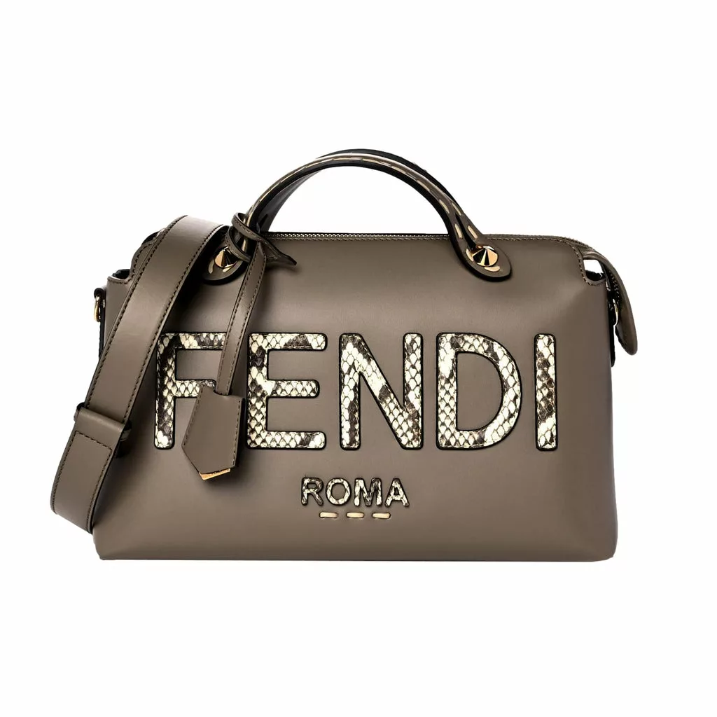 Fendi By The Way Python Print and Grey Leather Boston Fendi By The Way Python Print and Grey Leather Boston | Image 1