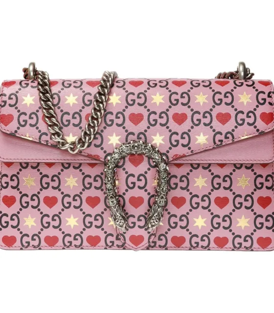 Gucci Dionysus Valentine Pink Hearts Calfskin Shoulder Bag | Image 1