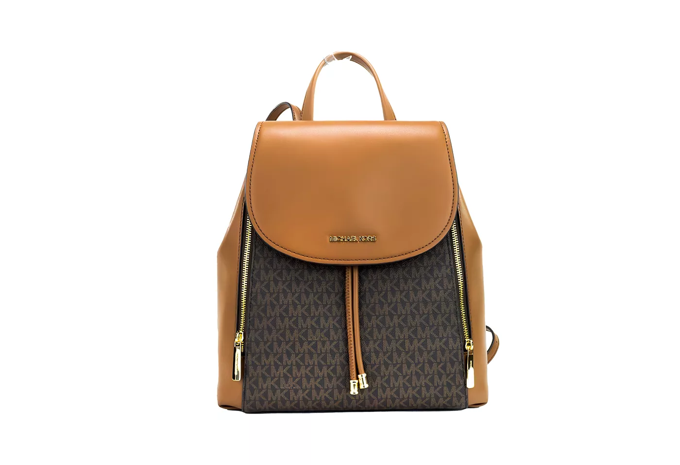 Michael Kors Phoebe Medium Brown Signature PVC Leather Flap Backpack Bookbag Michael Kors Phoebe Medium Brown Signature PVC Leather Flap Backpack Bookbag | Image 1