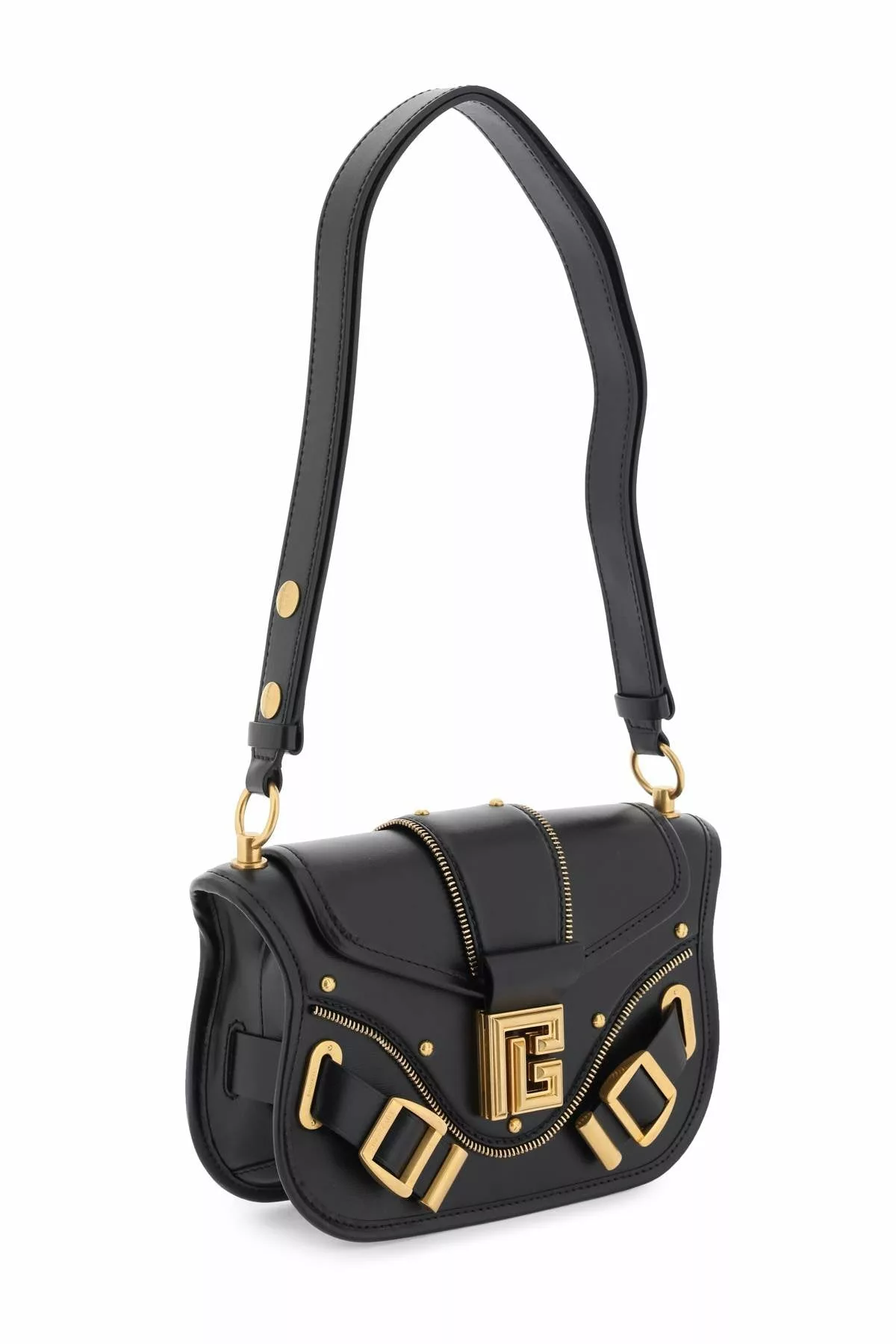 Balmain leather ‘blaze’ bag with monogram buckle Balmain leather ‘blaze’ bag with monogram buckle | Image 3