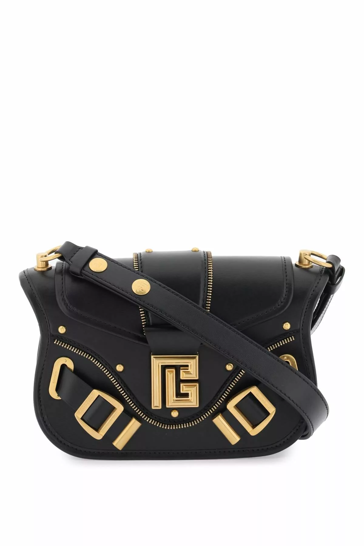 Balmain leather ‘blaze’ bag with monogram buckle Balmain leather ‘blaze’ bag with monogram buckle | Image 1