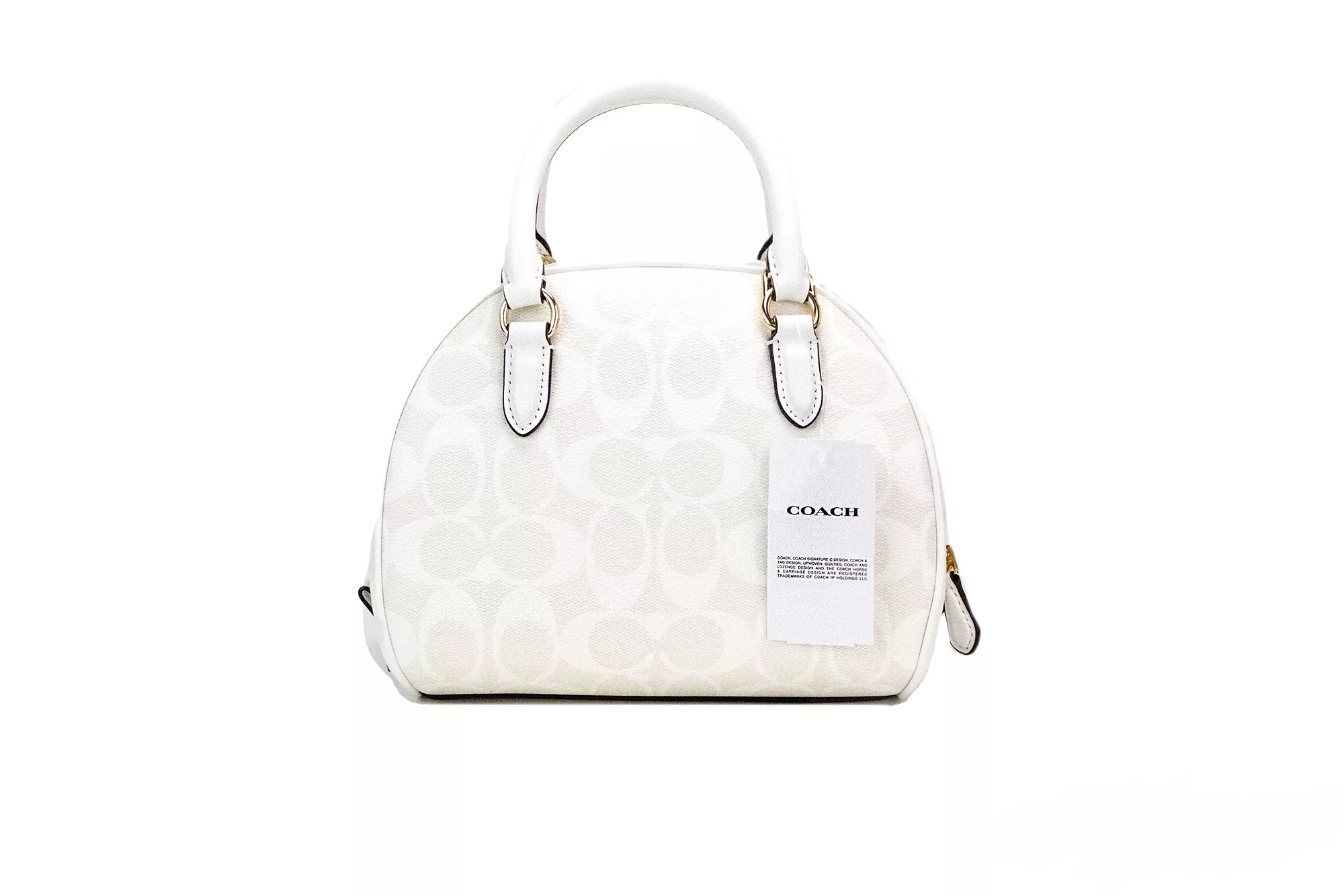 COACH Sydney Small Chalk White Signature Coated Canvas Satchel Handbag COACH Sydney Small Chalk White Signature Coated Canvas Satchel Handbag | Image 3