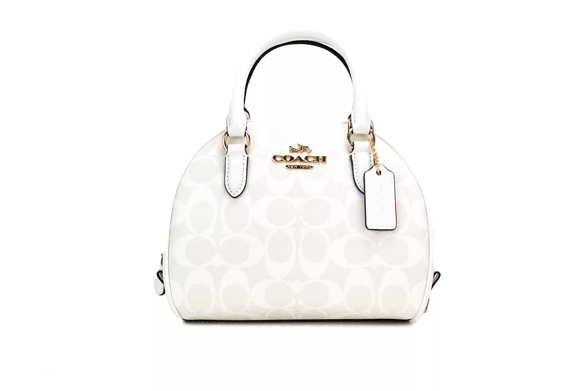 COACH Sydney Small Chalk White Signature Coated Canvas Satchel Handbag COACH Sydney Small Chalk White Signature Coated Canvas Satchel Handbag | Image 1