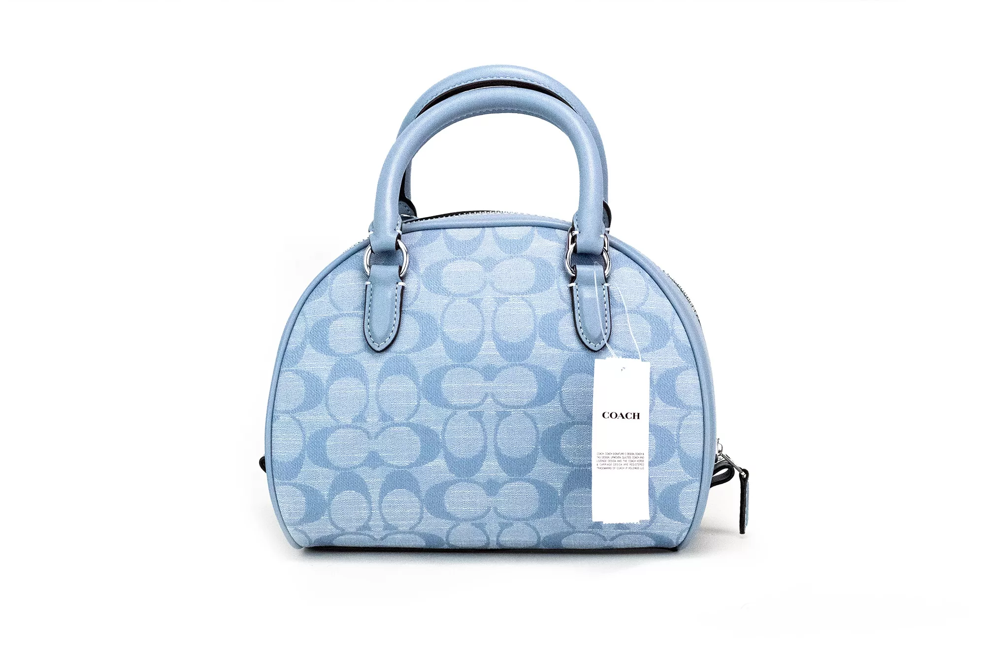 COACH Sydney Small Cornflower Signature Chambray Canvas Satchel Handbag COACH Sydney Small Cornflower Signature Chambray Canvas Satchel Handbag | Image 2