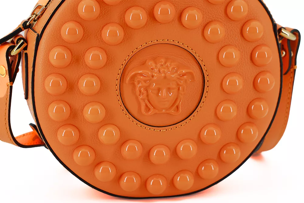 Versace Orange Calf Leather Round Shoulder Bag Versace Orange Calf Leather Round Shoulder Bag | Image 4
