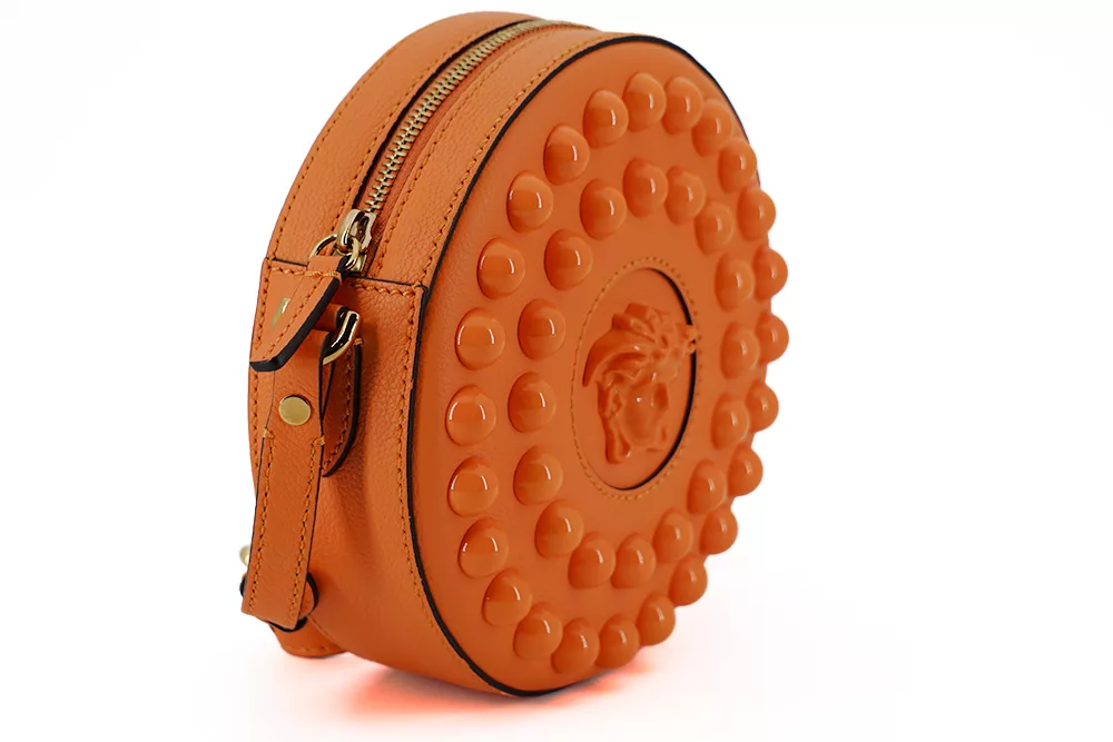 Versace Orange Calf Leather Round Shoulder Bag Versace Orange Calf Leather Round Shoulder Bag | Image 3
