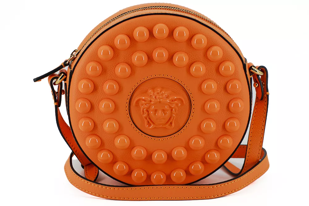 Versace Orange Calf Leather Round Shoulder Bag Versace Orange Calf Leather Round Shoulder Bag | Image 1