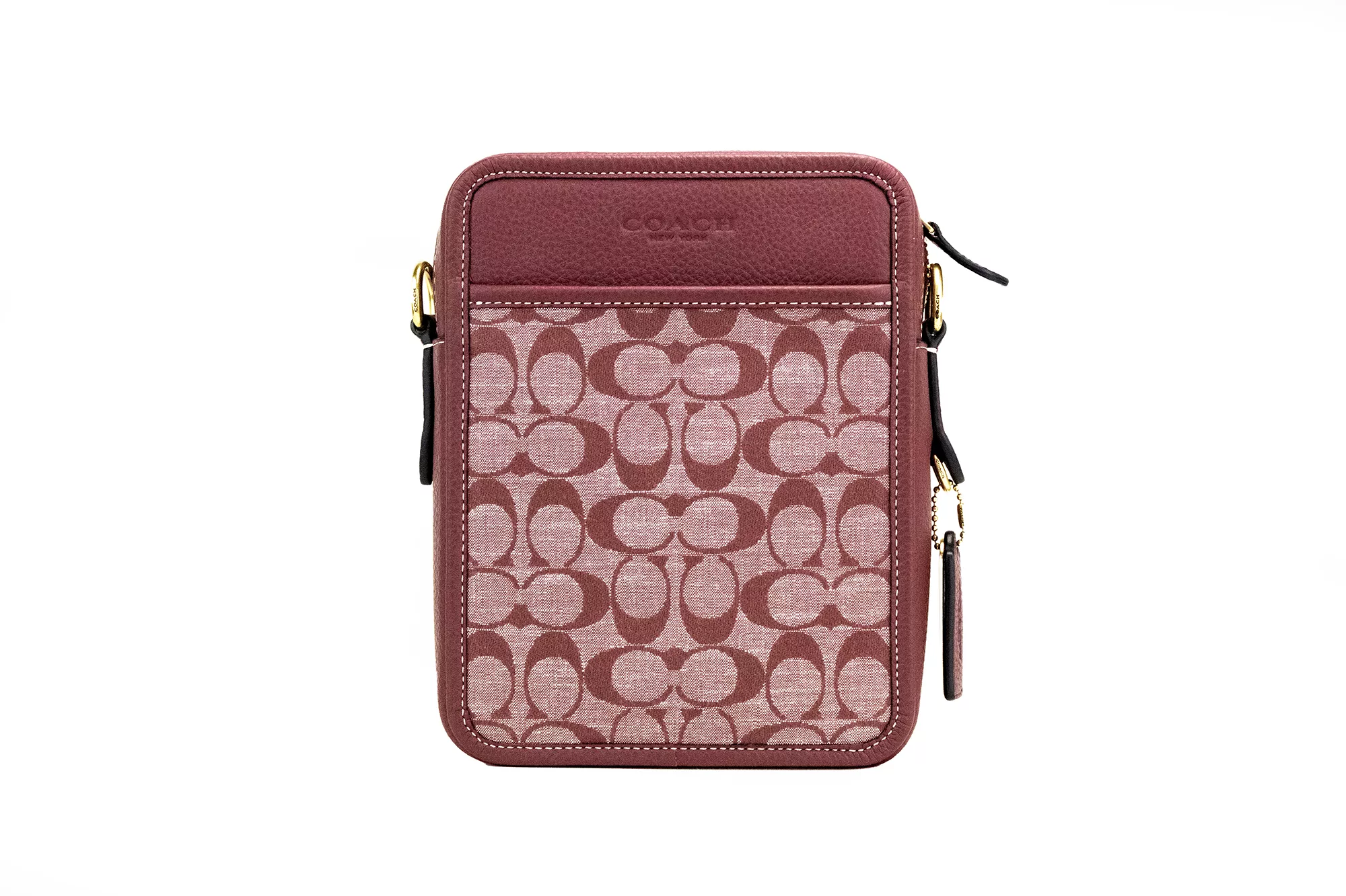 COACH Sullivan Wine Signature Chambray Canvas Leather Crossbody Bag COACH Sullivan Wine Signature Chambray Canvas Leather Crossbody Bag | Image 1