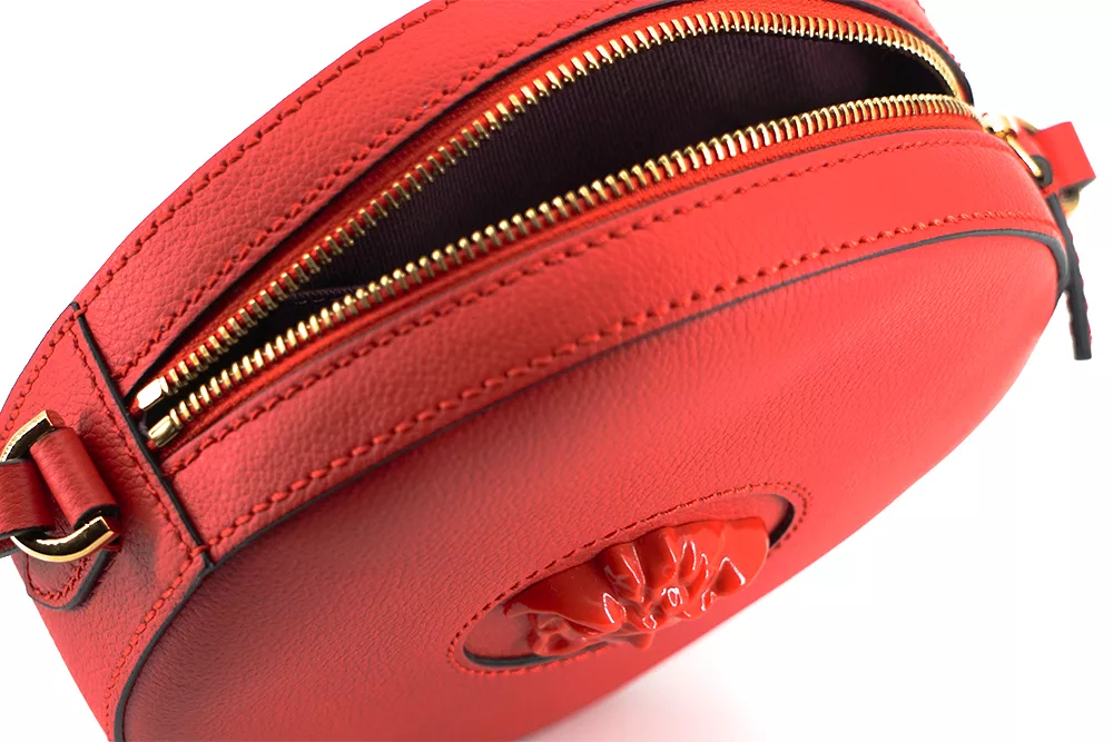 Versace Red Calf Leather Round Disc Shoulder Bag Versace Red Calf Leather Round Disc Shoulder Bag | Image 5