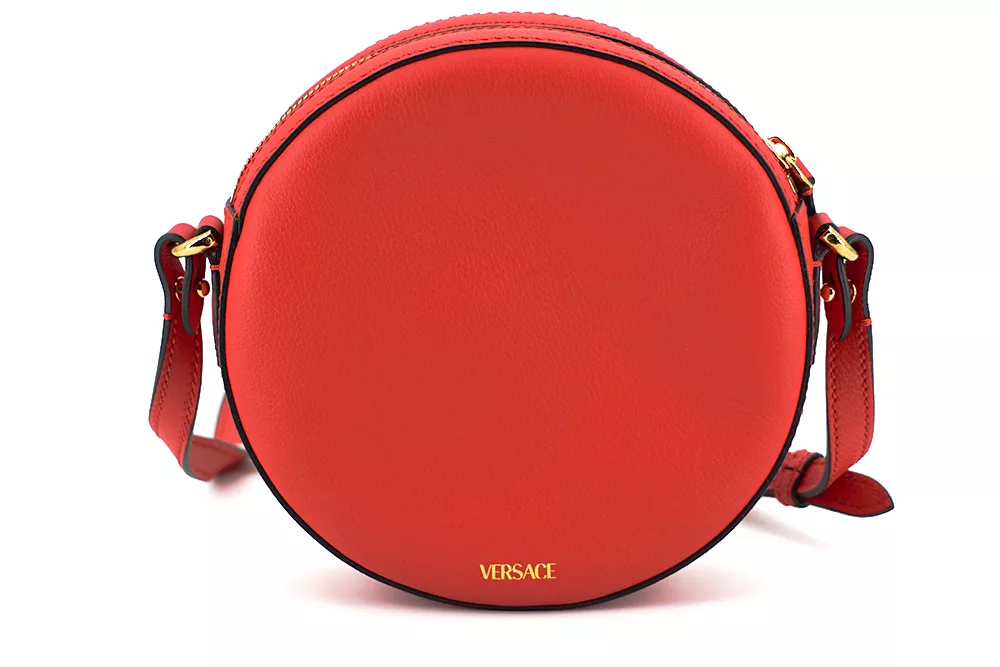 Versace Red Calf Leather Round Disc Shoulder Bag Versace Red Calf Leather Round Disc Shoulder Bag | Image 2