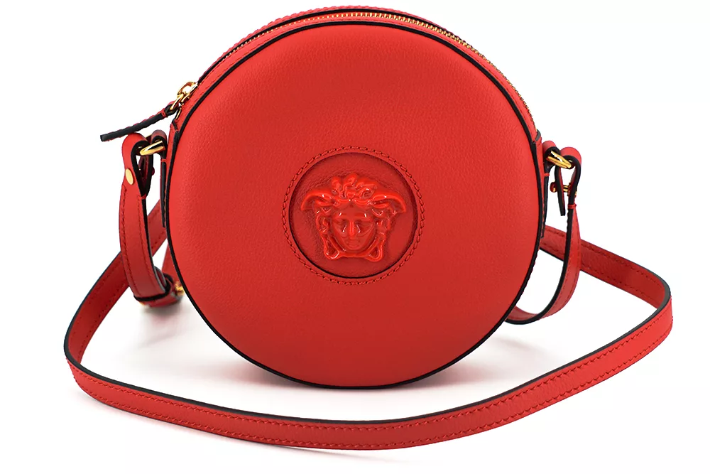Versace Red Calf Leather Round Disc Shoulder Bag Versace Red Calf Leather Round Disc Shoulder Bag | Image 1