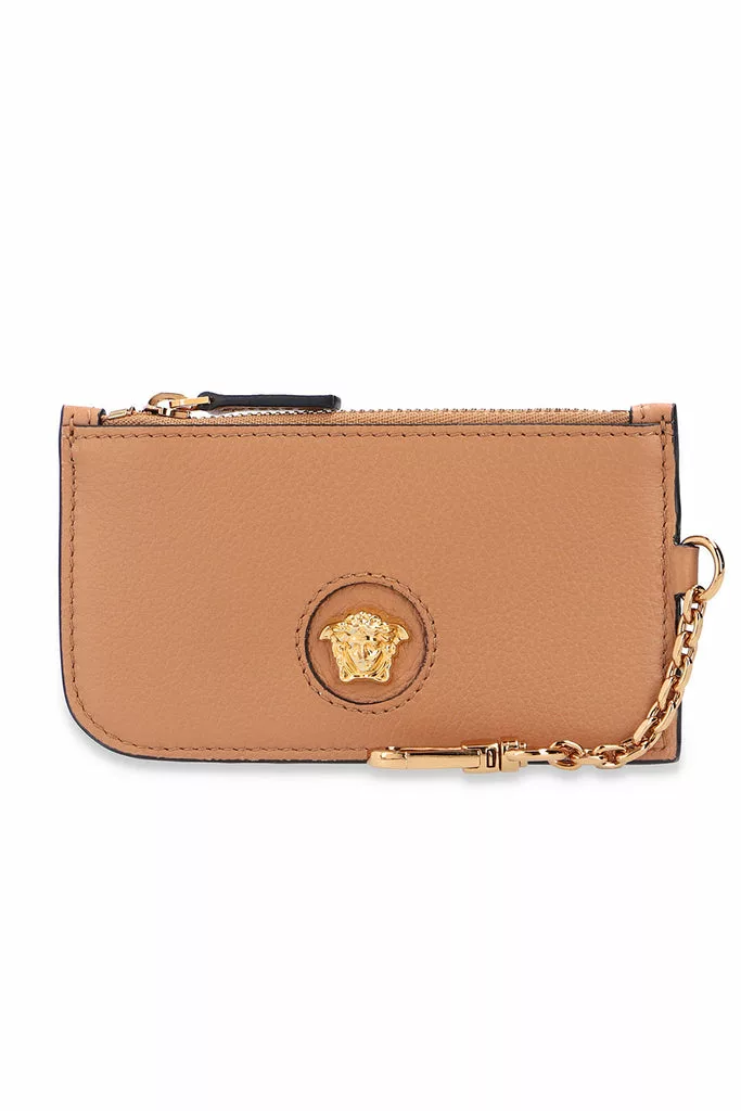 Versace La Medusa Caramel Vitello Card Case Key Chain Versace La Medusa Caramel Vitello Card Case Key Chain | Image 1