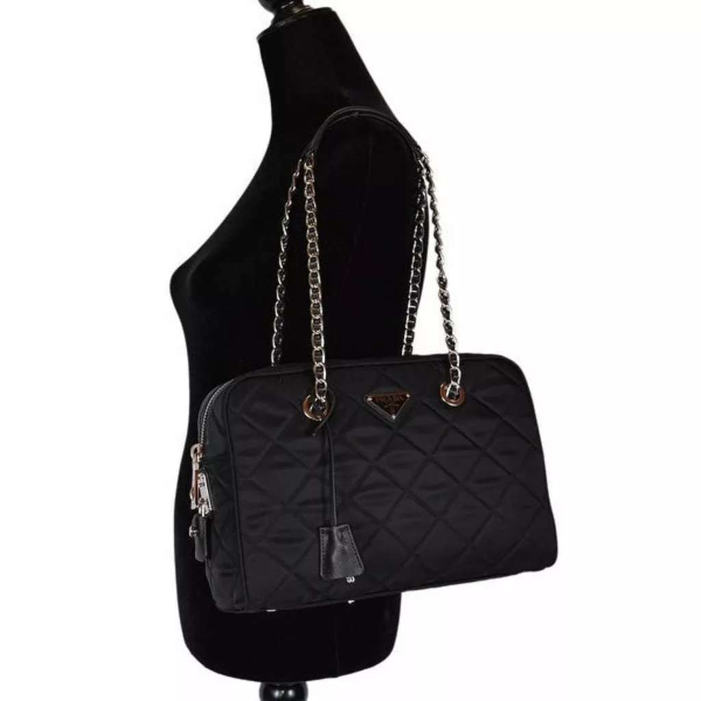 Prada Black Tessuto Nylon Quilted Shoulder Handbag Prada Black Tessuto Nylon Quilted Shoulder Handbag | Image 11