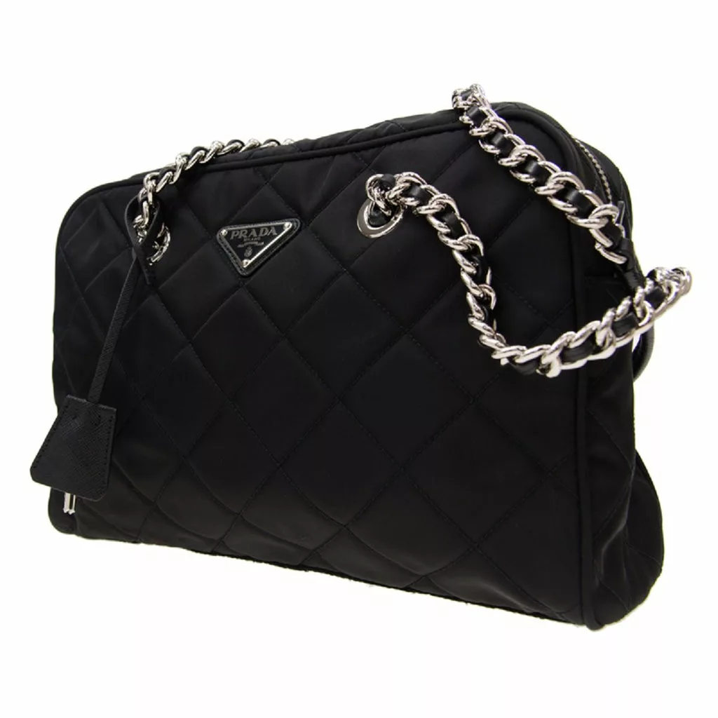Prada Black Tessuto Nylon Quilted Shoulder Handbag Prada Black Tessuto Nylon Quilted Shoulder Handbag | Image 6