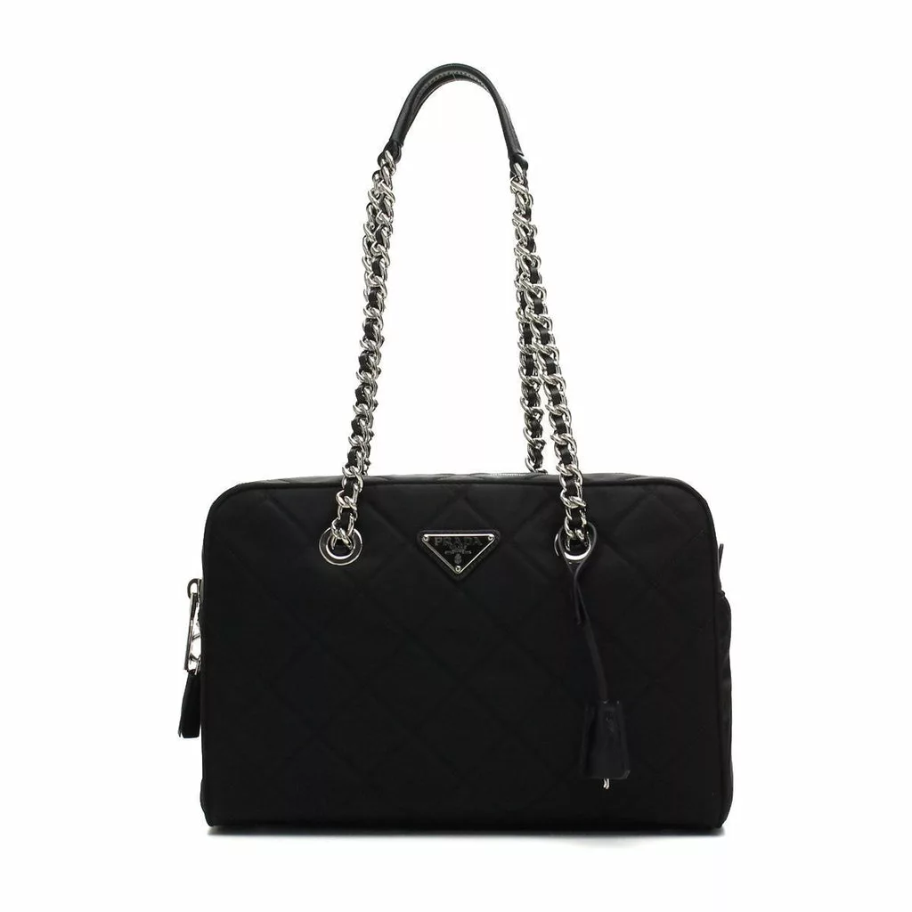 Prada Black Tessuto Nylon Quilted Shoulder Handbag Prada Black Tessuto Nylon Quilted Shoulder Handbag | Image 2