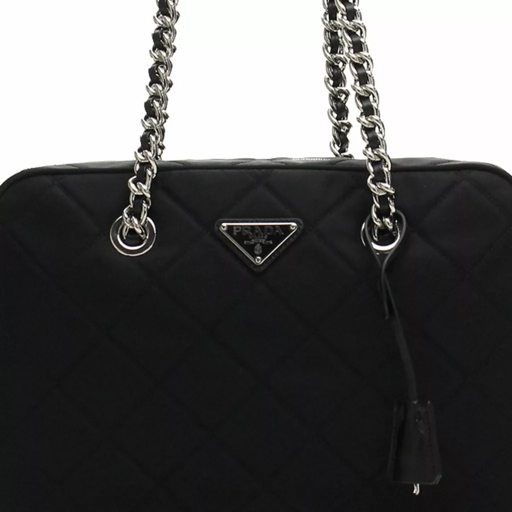 Prada Black Tessuto Nylon Quilted Shoulder Handbag Prada Black Tessuto Nylon Quilted Shoulder Handbag | Image 4