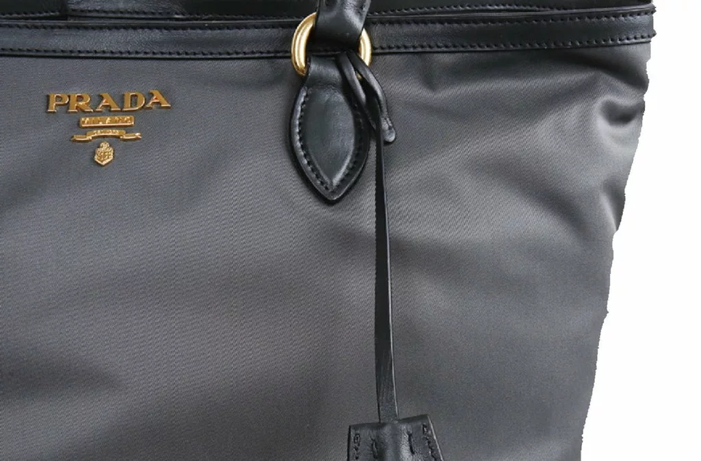 Prada Grey Tessuto Nylon Shopping Tote Bag Prada Grey Tessuto Nylon Shopping Tote Bag | Image 5