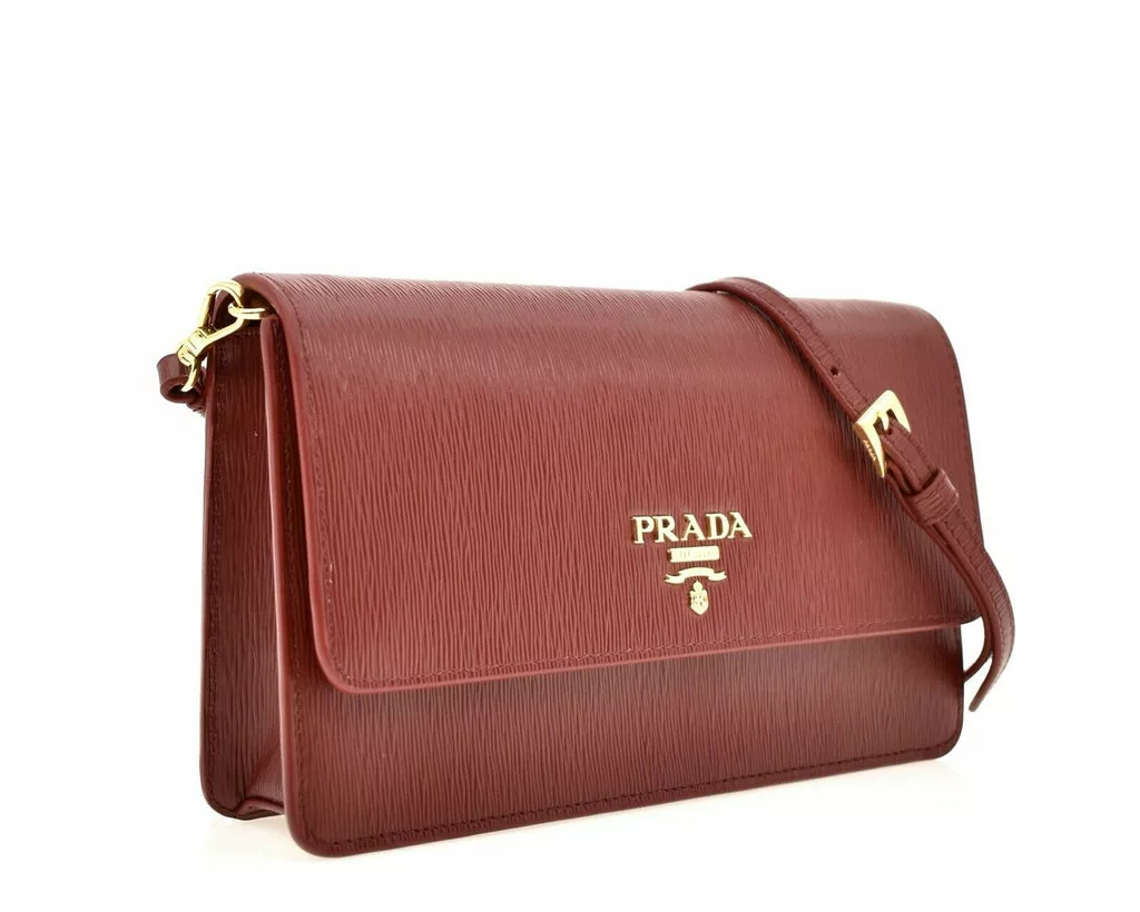 Prada Vitello Move Rubino Red Leather Crossbody Wallet Handbag Prada Vitello Move Rubino Red Leather Crossbody Wallet Handbag | Image 3