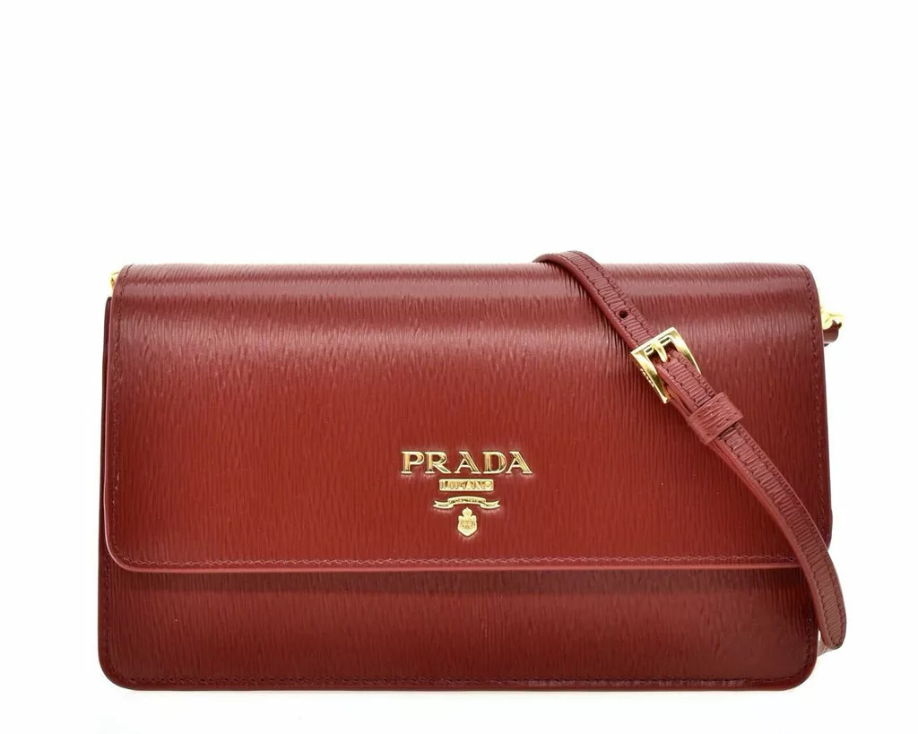 Prada Vitello Move Rubino Red Leather Crossbody Wallet Handbag Prada Vitello Move Rubino Red Leather Crossbody Wallet Handbag | Image 1