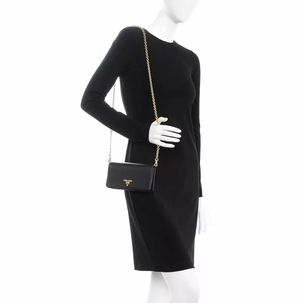Prada Black Vitello Daino Leather Mini Crossbody Handbag Prada Black Vitello Daino Leather Mini Crossbody Handbag | Image 8