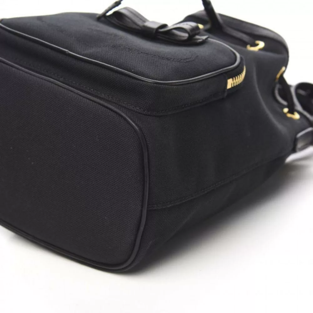 Prada Black Canvas Jacquard Logo Bow Convertible Medium Bucket Bag Prada Black Canvas Jacquard Logo Bow Convertible Medium Bucket Bag | Image 10