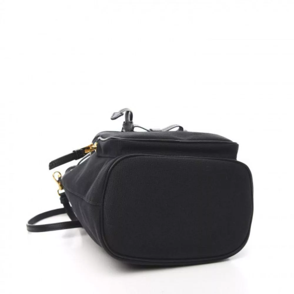 Prada Black Canvas Jacquard Logo Bow Convertible Medium Bucket Bag Prada Black Canvas Jacquard Logo Bow Convertible Medium Bucket Bag | Image 8