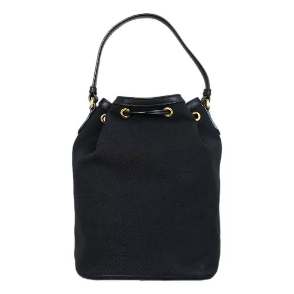 Prada Black Canvas Jacquard Logo Bow Convertible Medium Bucket Bag Prada Black Canvas Jacquard Logo Bow Convertible Medium Bucket Bag | Image 6