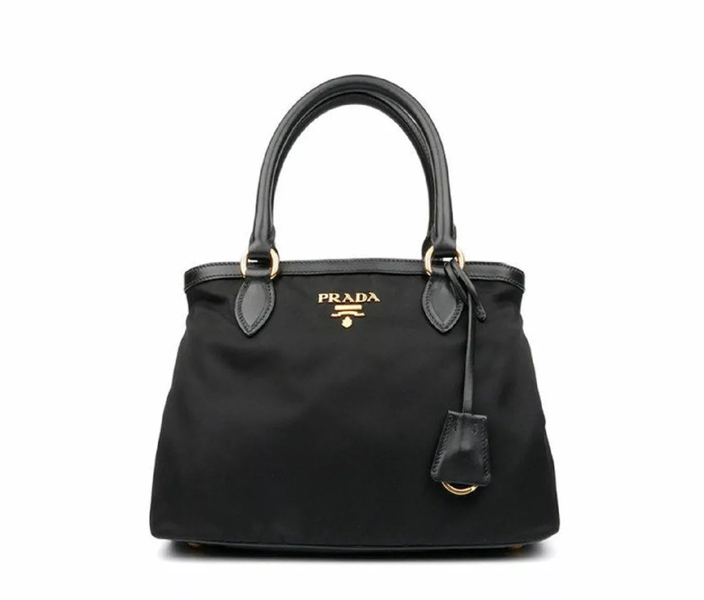 Prada Tessuto Nylon Black Saffiano Small Handbag Satchel Prada Tessuto Nylon Black Saffiano Small Handbag Satchel | Image 1