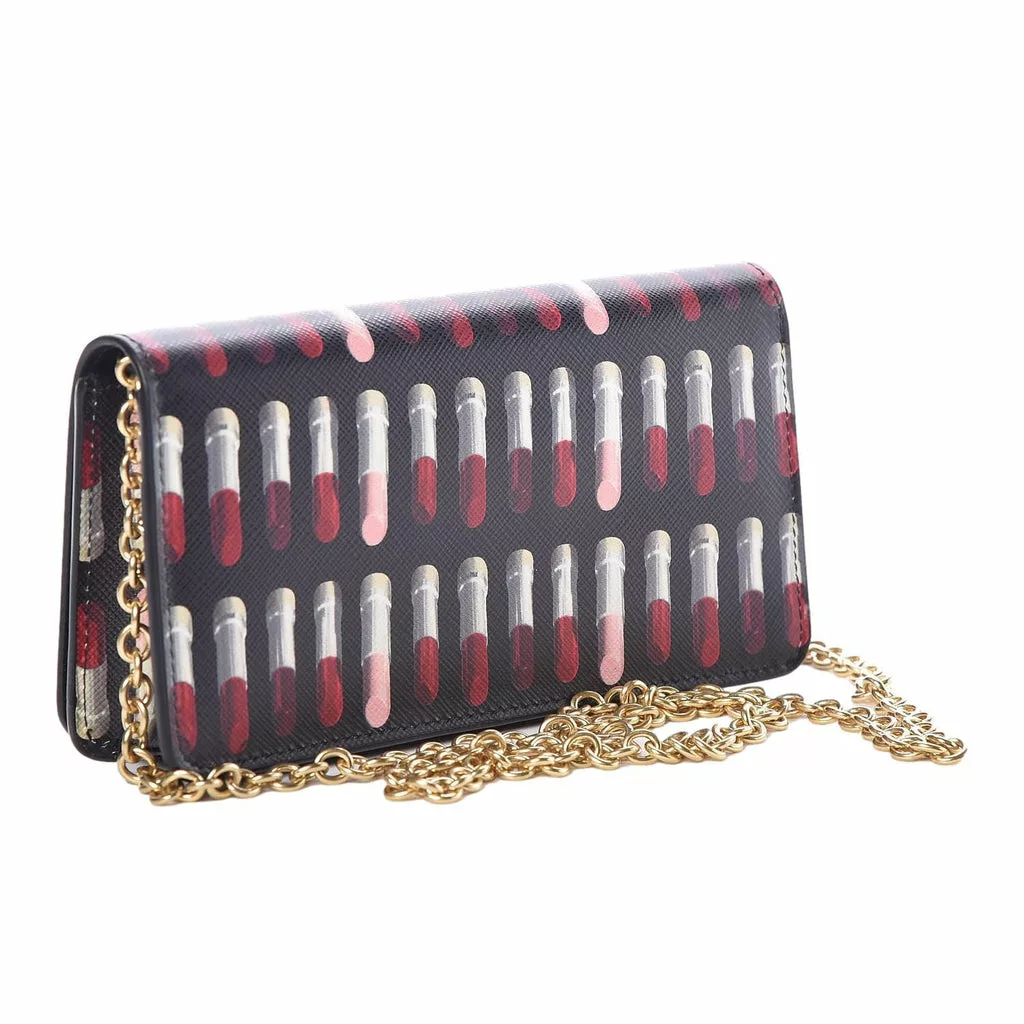 Prada Black Saffiano Leather Lipstick Mini Cross Body Handbag Prada Black Saffiano Leather Lipstick Mini Cross Body Handbag | Image 6