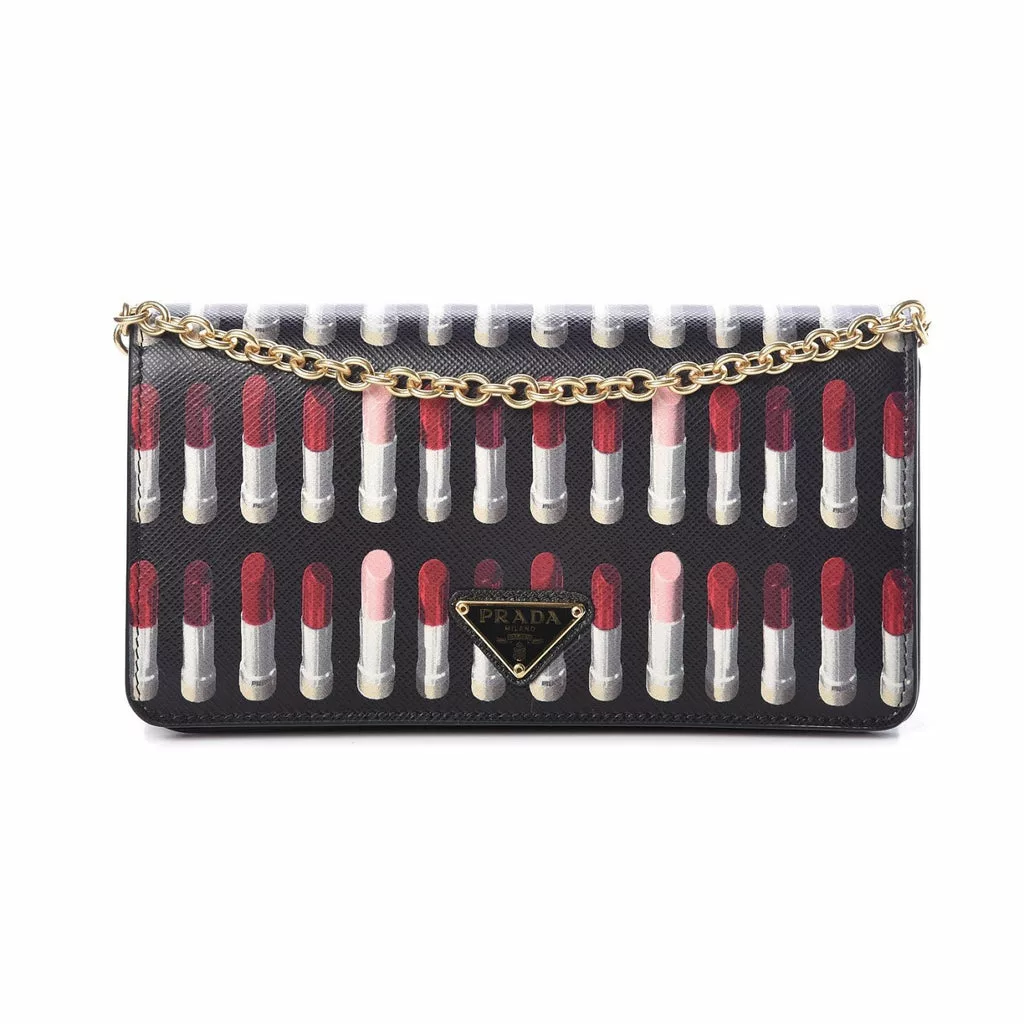 Prada Black Saffiano Leather Lipstick Mini Cross Body Handbag Prada Black Saffiano Leather Lipstick Mini Cross Body Handbag | Image 2