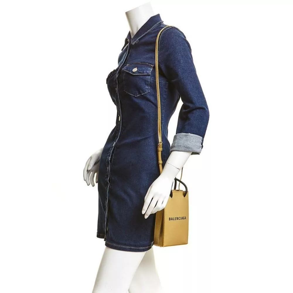 Balenciaga Gold Calfskin Leather Shopper Cross Body Bag Balenciaga Gold Calfskin Leather Shopper Cross Body Bag | Image 14