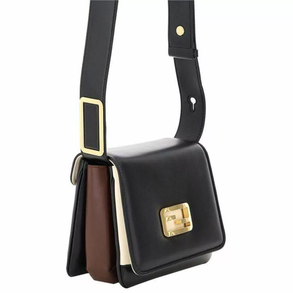 Fendi Id Flap Tricolor Black Leather Small Shoulder Bag Fendi Id Flap Tricolor Black Leather Small Shoulder Bag | Image 6