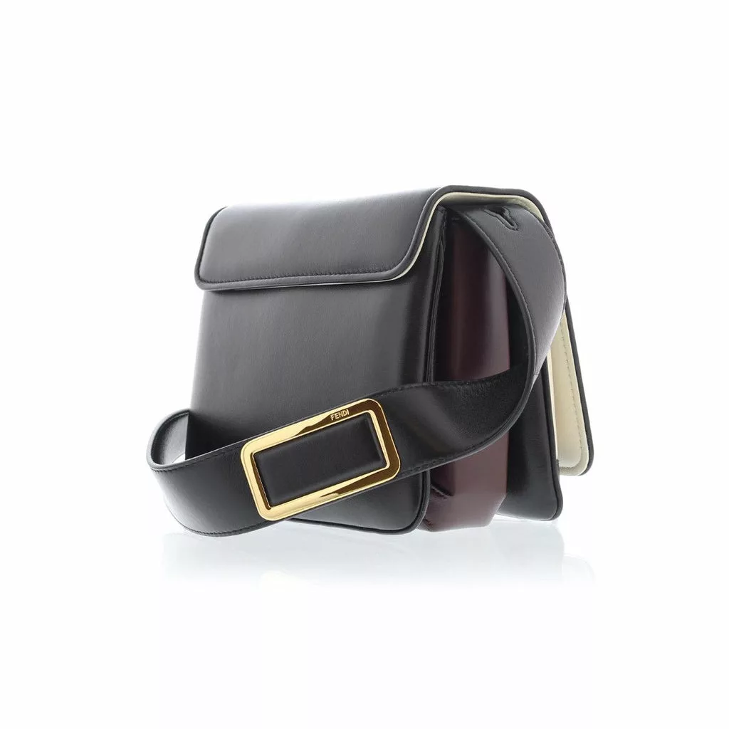 Fendi Id Flap Tricolor Black Leather Small Shoulder Bag Fendi Id Flap Tricolor Black Leather Small Shoulder Bag | Image 4