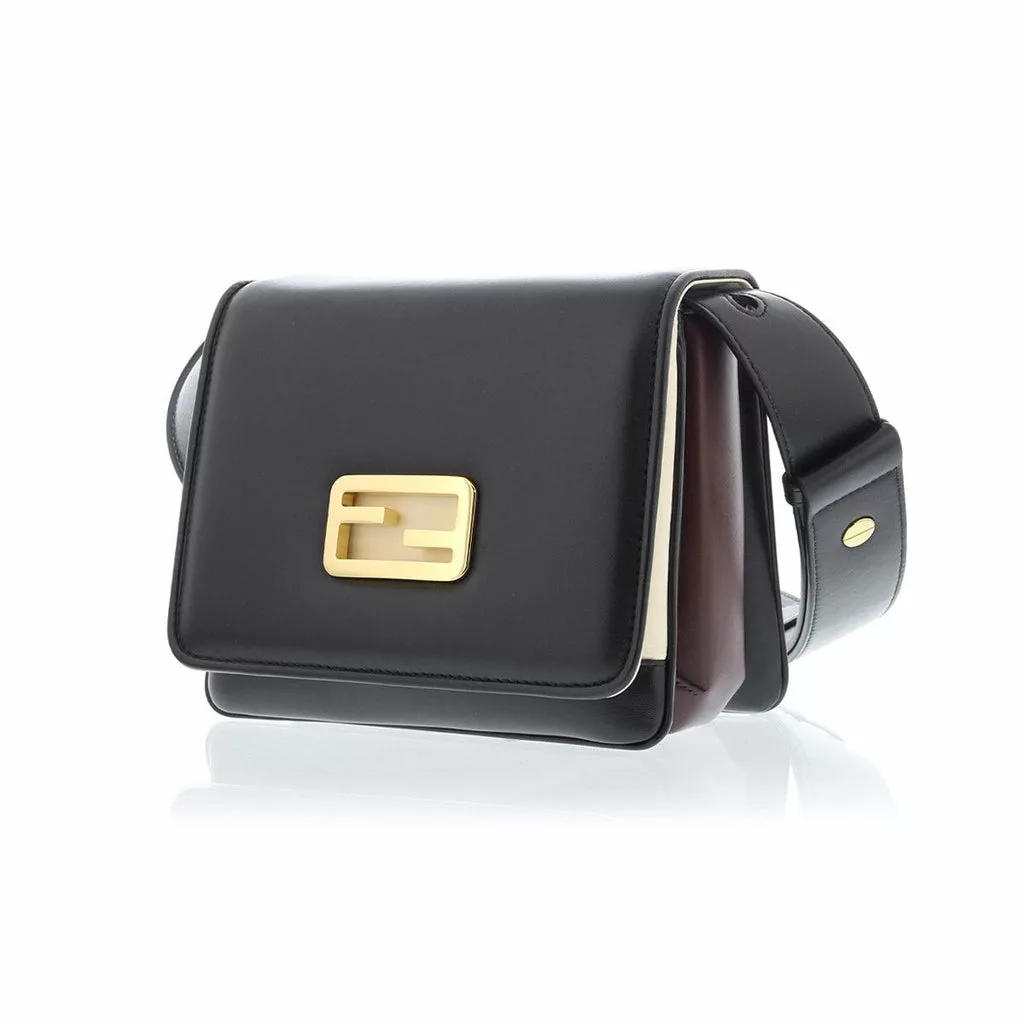 Fendi Id Flap Tricolor Black Leather Small Shoulder Bag Fendi Id Flap Tricolor Black Leather Small Shoulder Bag | Image 2