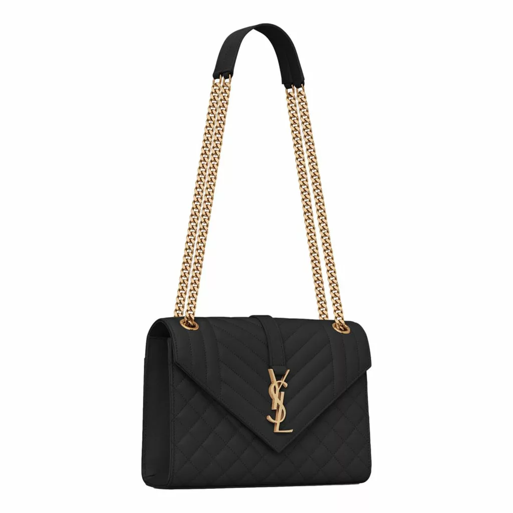 Saint Laurent Black Grain de Poudre Matelasse Medium Shoulder Bag Saint Laurent Black Grain de Poudre Matelasse Medium Shoulder Bag | Image 3