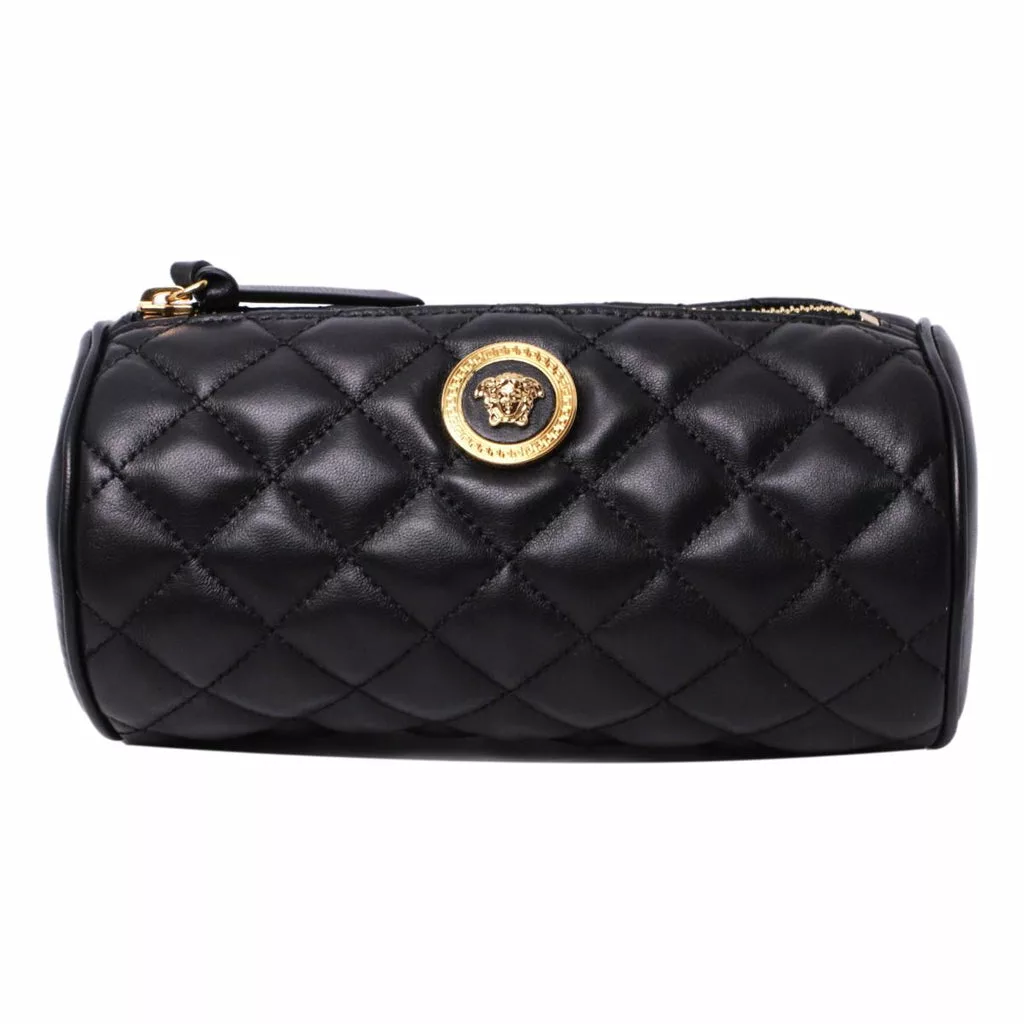 Versace Black Leather Medusa Quilted Cosmetic Bag Versace Black Leather Medusa Quilted Cosmetic Bag | Image 1