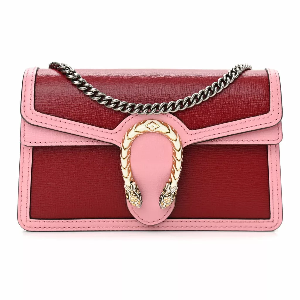 Gucci Dionysus Red Pink Calfskin Leather Super Mini Shoulder Bag Gucci Dionysus Red Pink Calfskin Leather Super Mini Shoulder Bag | Image 1