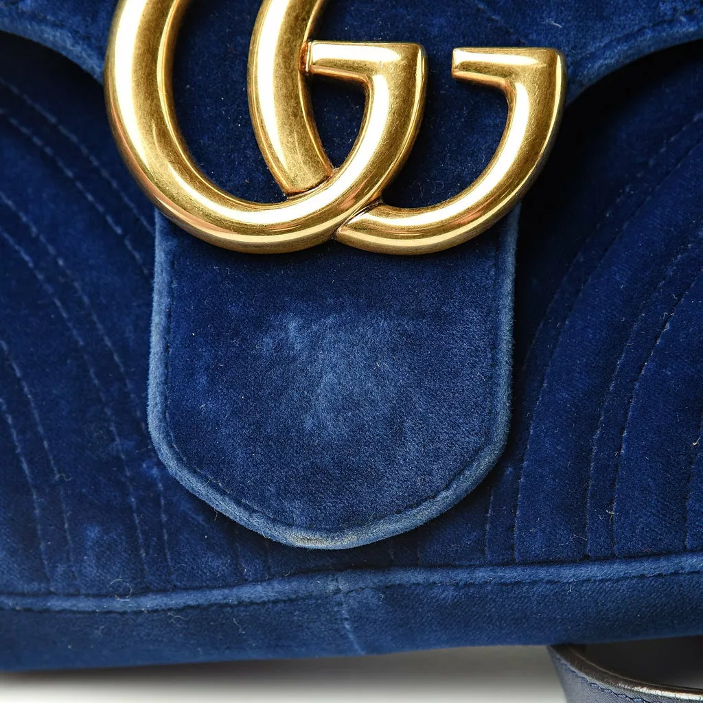 Gucci Marmont Cobalt Blue Velvet Matelasse Shoulder Gucci Marmont Cobalt Blue Velvet Matelasse Shoulder | Image 9