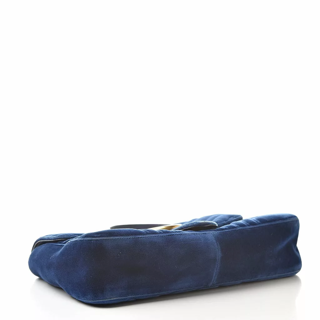 Gucci Marmont Cobalt Blue Velvet Matelasse Shoulder Gucci Marmont Cobalt Blue Velvet Matelasse Shoulder | Image 11