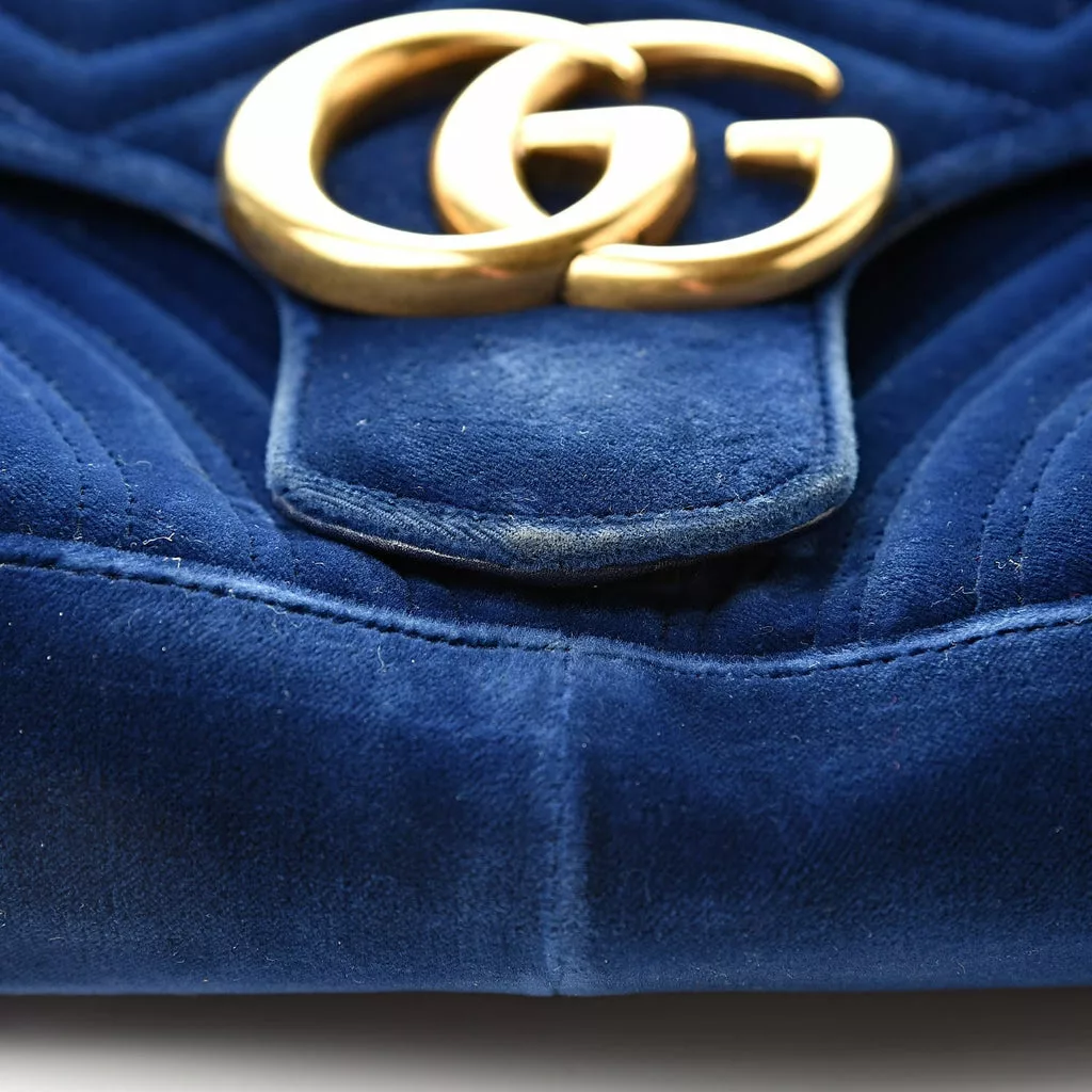 Gucci Marmont Cobalt Blue Velvet Matelasse Shoulder Gucci Marmont Cobalt Blue Velvet Matelasse Shoulder | Image 6