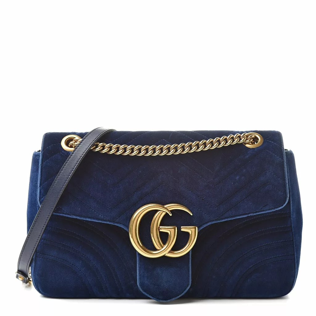 Gucci Marmont Cobalt Blue Velvet Matelasse Shoulder Gucci Marmont Cobalt Blue Velvet Matelasse Shoulder | Image 2