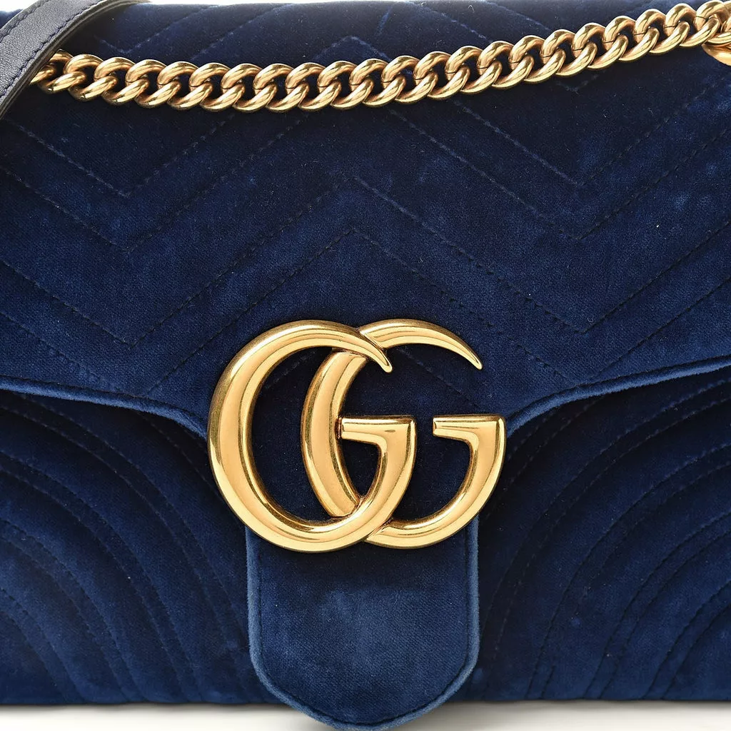 Gucci Marmont Cobalt Blue Velvet Matelasse Shoulder Gucci Marmont Cobalt Blue Velvet Matelasse Shoulder | Image 4