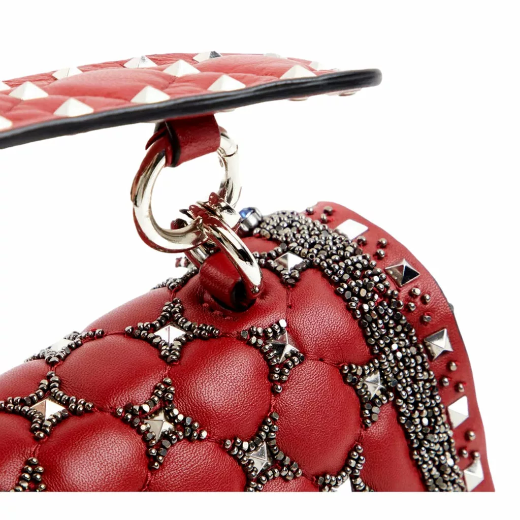 Valentino Rockstud Spike Red Leather Beaded Valentino Rockstud Spike Red Leather Beaded | Image 6