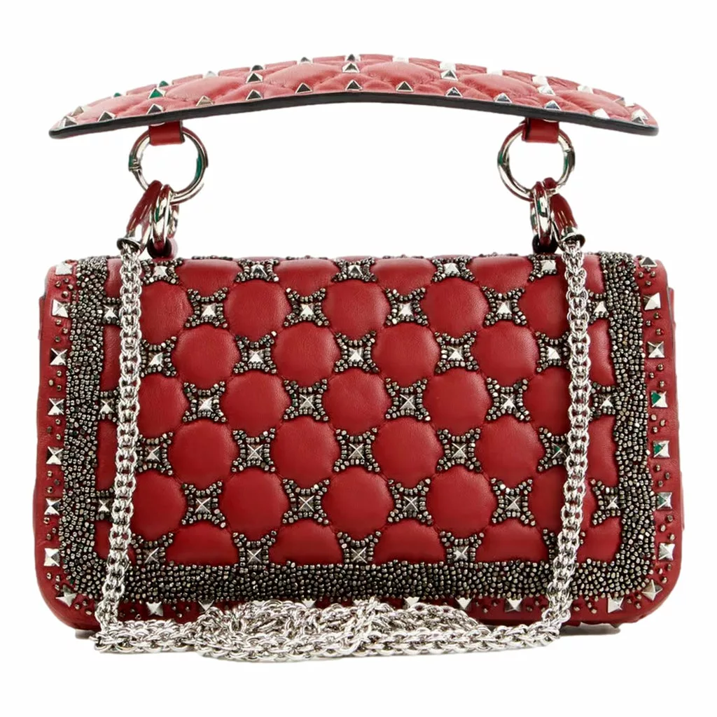 Valentino Rockstud Spike Red Leather Beaded Valentino Rockstud Spike Red Leather Beaded | Image 4
